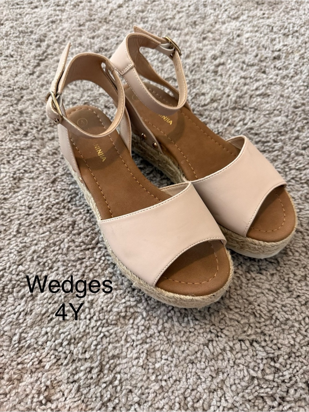 Women’s Nude Ankle-Strap Espadrille Wedges